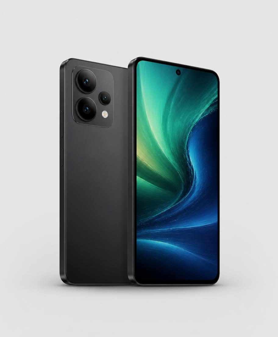 Graphite premium Android smartphone shown from the front and back
