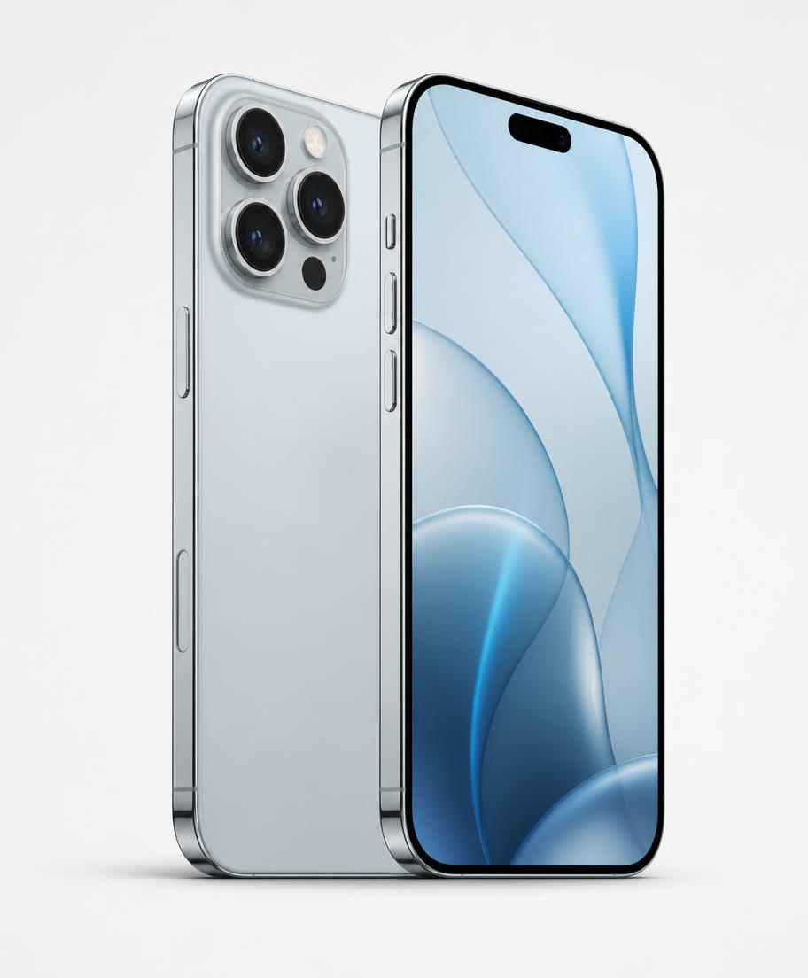 Silver premium smartphone shown from the front and back
